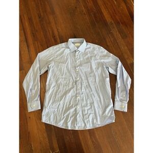 Eton Mens Gingham Check Button Up Shirt Blue/White Size 46 Contemporary Dress
